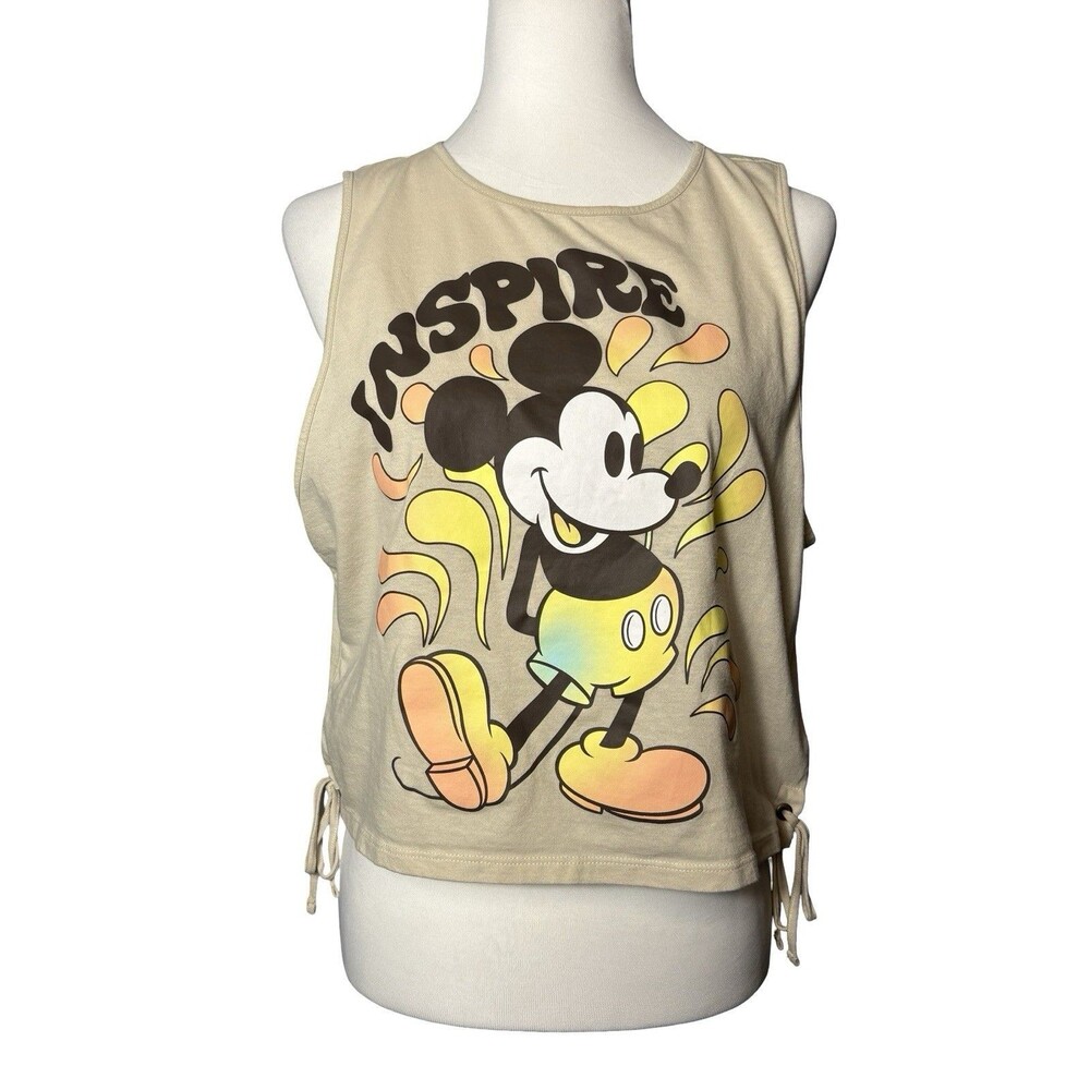 Disney Mickey Mouse Inspire Graphic Tank Top XXL Y2K Retro Side Tie GUC